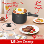 Brentwood HPS-3150BK 1.5L Multi-Function Electric Hot Pot Cooker with Steamer - Black