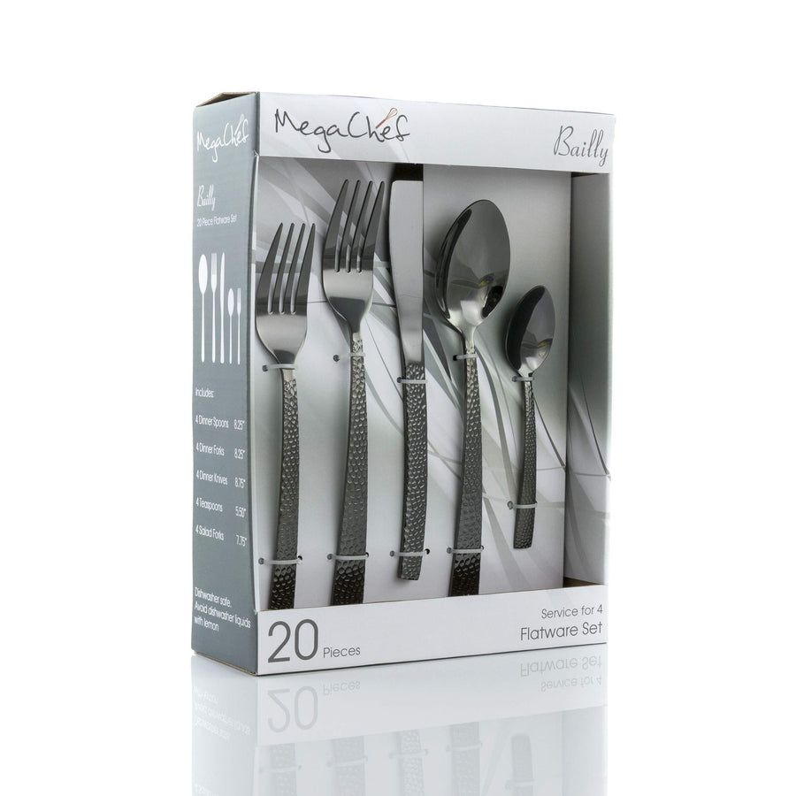 MegaChef Baily 20-Piece Black Stainless Steel Flatware Set, Service for 4