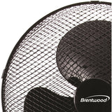 Brentwood Kool Zone F-16SMB 16 Inch 3-Speed Oscillating Stand Fan, Adjustable Height, Black