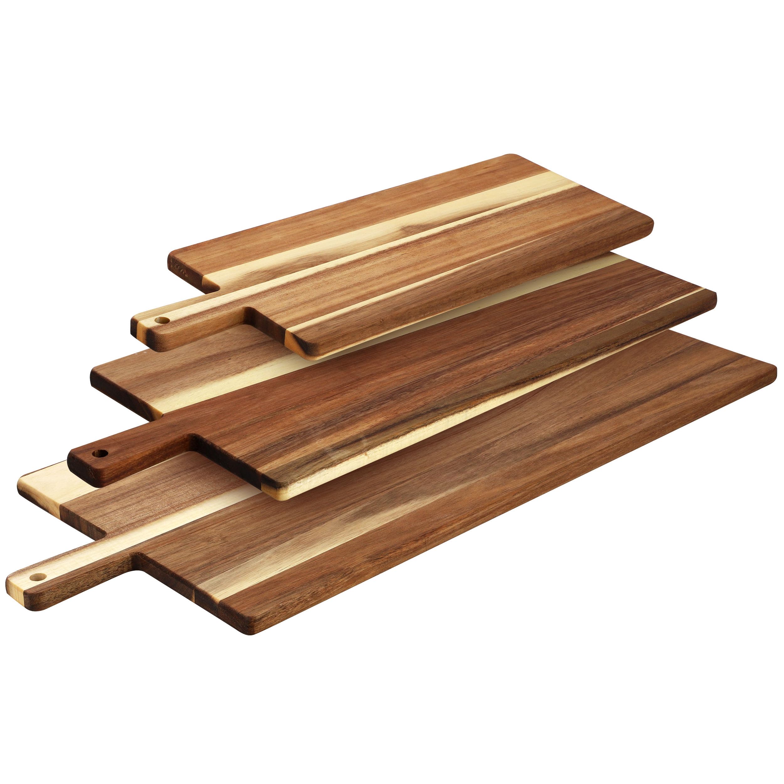 Elama 3-Piece Acacia Wood Charcuterie Cheese Board Set – Rustic Serving Trays with Handles