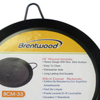 Brentwood BCM-33 13-Inch Carbon Steel Non-Stick Round Comal Griddle - Black, Stovetop Pan with Welded Handles