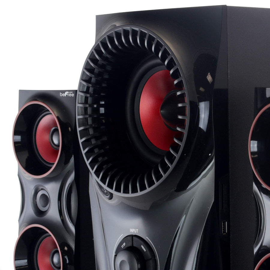 beFree Sound BFS-99X 2.1 Channel Bluetooth Speaker System, Red