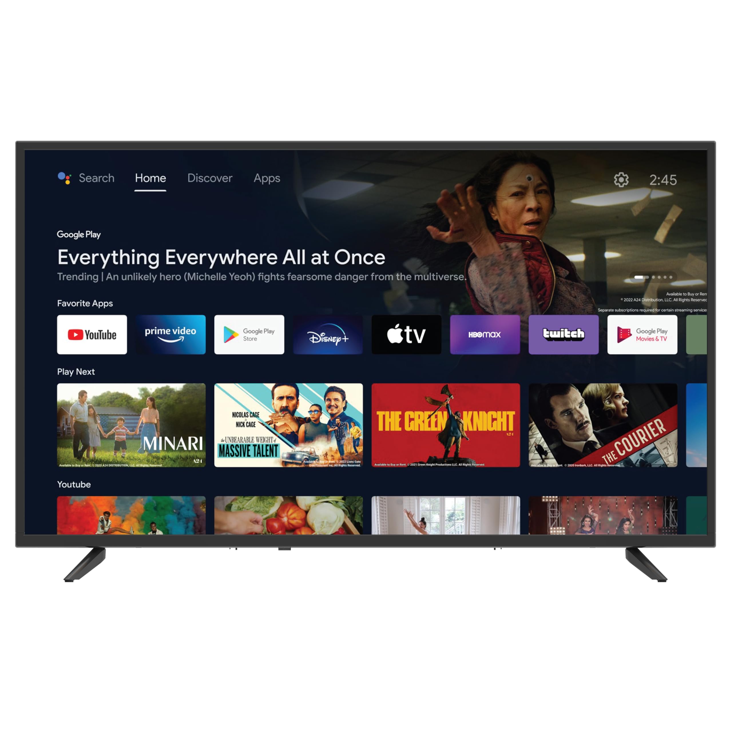 SuperSonic SC-4350GTV 43-Inch 1080p Full HD Smart LED TV - Google Assistant, 3 HDMI, Optical Out, Ethernet