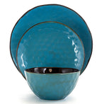 Elama Sea Glass 16-Piece Round Stoneware Dinnerware Set – Turquoise Coastal Service for 4