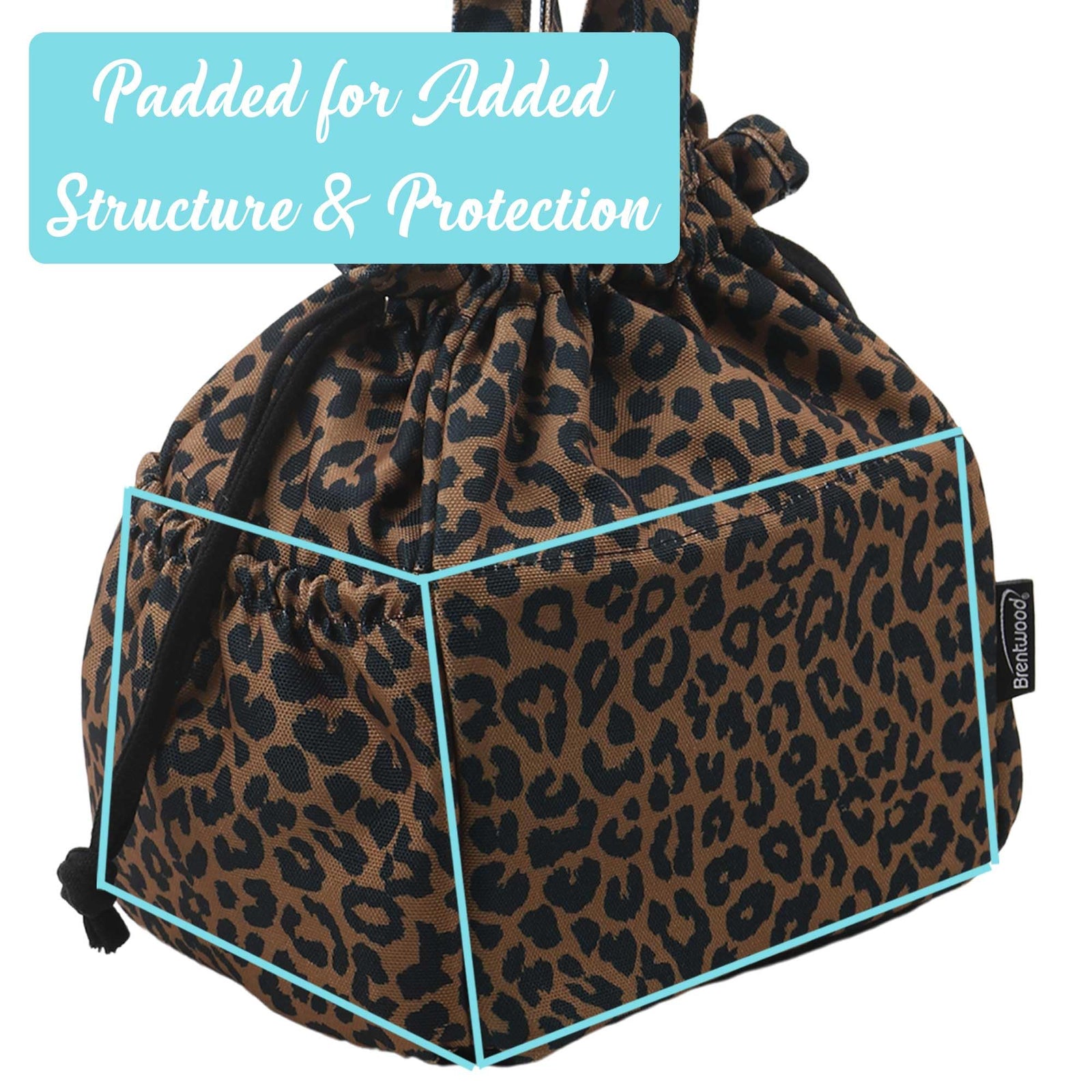 Brentwood 10L Insulated Canvas Lunch Tote Cooler Bag, Leopard Brown