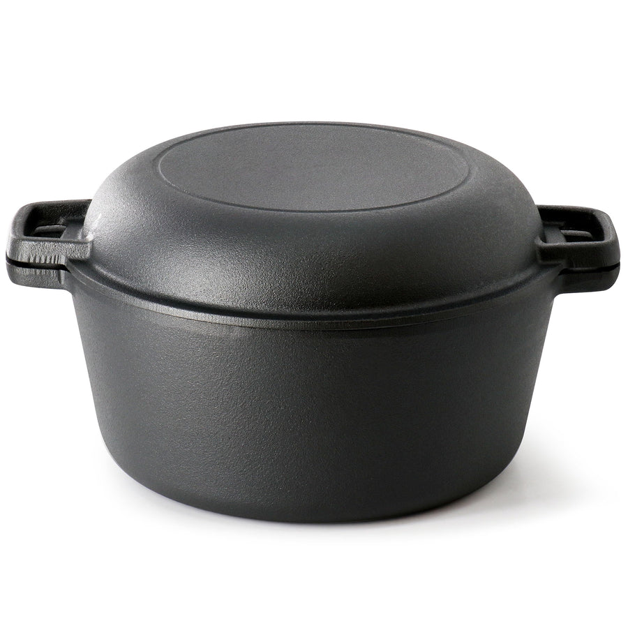 MegaChef 5 Quart Pre-Seasoned 2-in-1 Cast Iron Dutch Oven and Skillet