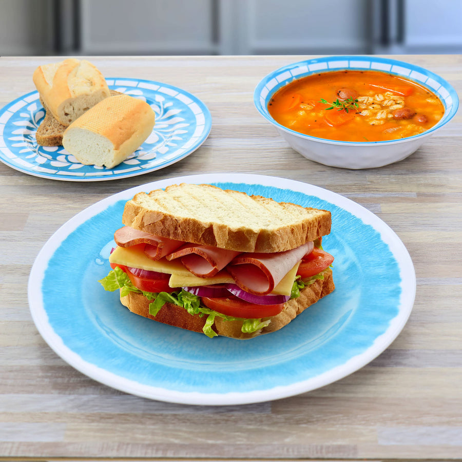Elama Telly 12 Piece Teal Melamine Dinnerware Set, Service for 4