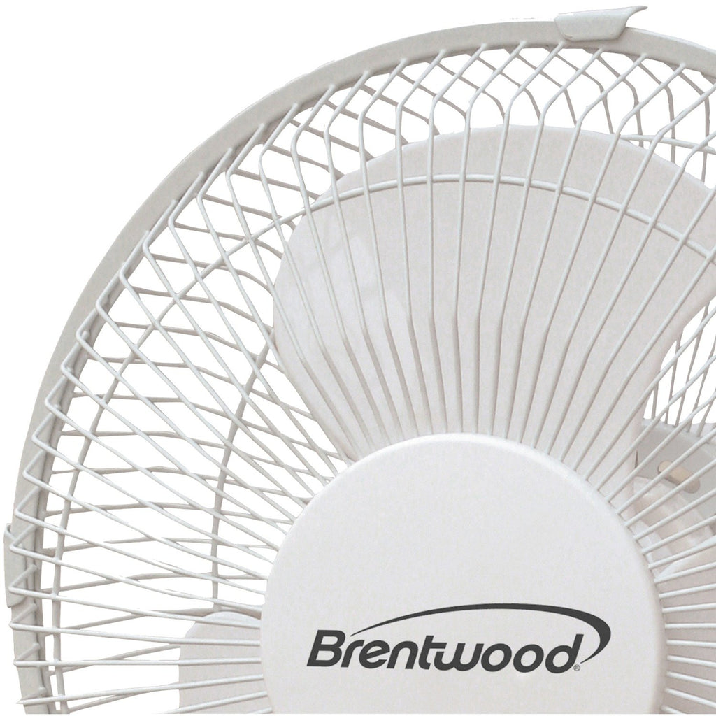 Brentwood Kool Zone F-9DW 9-Inch 2-Speed Oscillating Desk Fan - White, 40W with Adjustable Tilt Head and Carry Handle