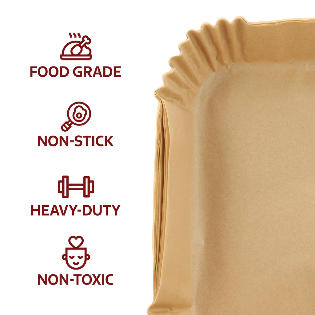 MegaChef 125-Pack Air Fryer Parchment Paper Liners – 8" Square Disposable Sheets for 5–8 Qt Baskets