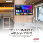 SuperSonic SC-3226SDVD 32-Inch LED Smart HDTV with Built-In DVD Player - VIDAA Smart TV, 3 HDMI, ATSC Tuner, 12V DC Compatible