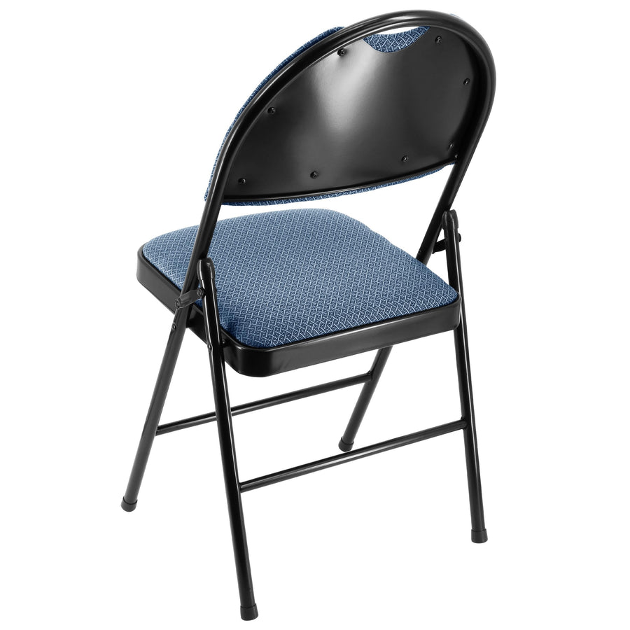 Elama 4-Piece Metal Folding Dinner Chairs, Padded Seats & Top Handle, Indoor/Outdoor, Blue (Set of 4)