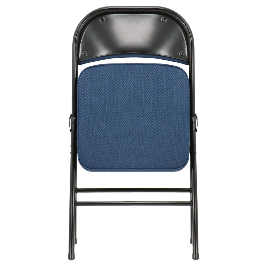Elama 4-Piece Metal Folding Dinner Chairs, Padded Seats & Top Handle, Indoor/Outdoor, Blue (Set of 4)