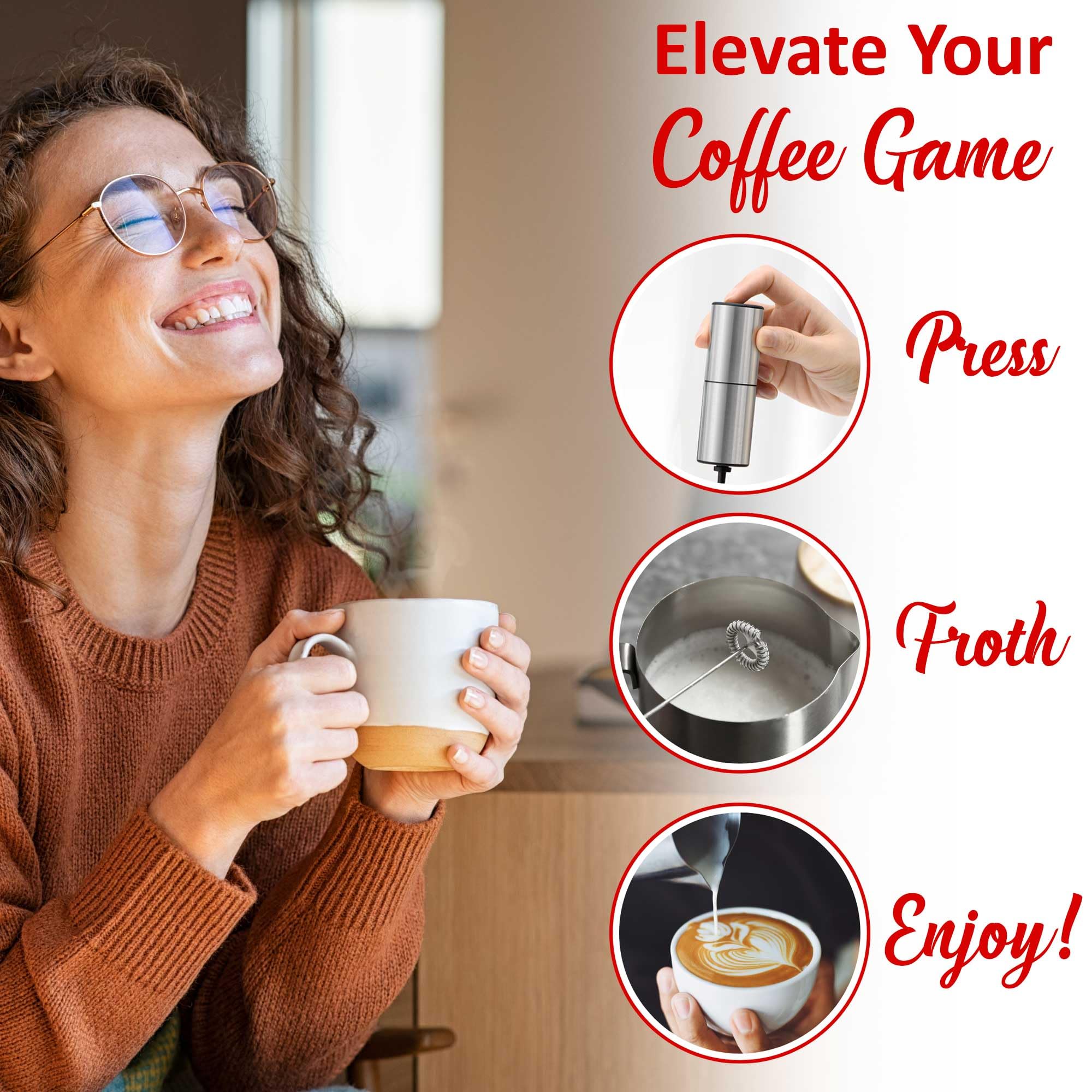 Brentwood Battery-Operated Stainless Steel Electric Milk Frother