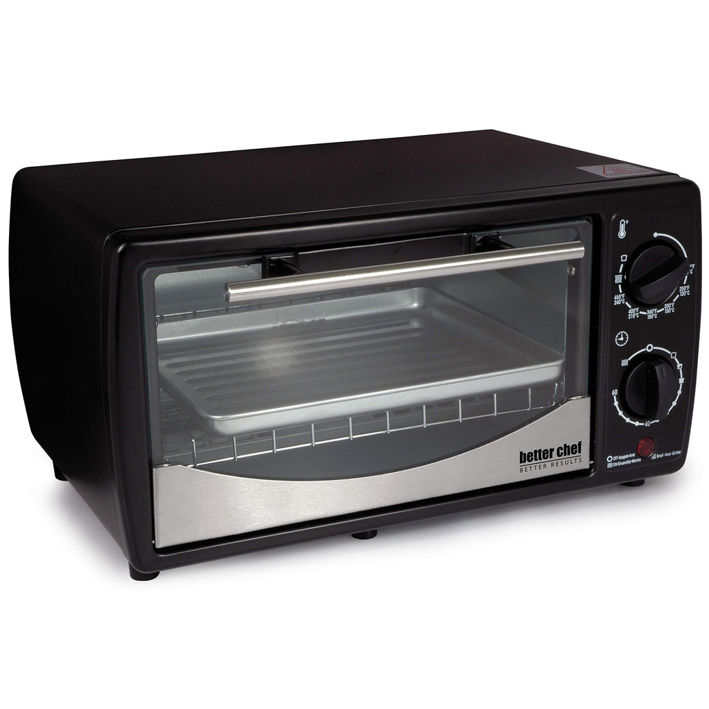 Better Chef IM-257R 9-Liter Toaster Oven Broiler – Red 4-Slice Countertop Oven with Bake, Broil, Toast & Roast and 60-Minute Timer