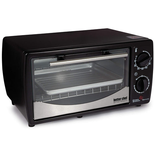 Better Chef IM-257R 9-Liter Toaster Oven Broiler – Red 4-Slice Countertop Oven with Bake, Broil, Toast & Roast and 60-Minute Timer