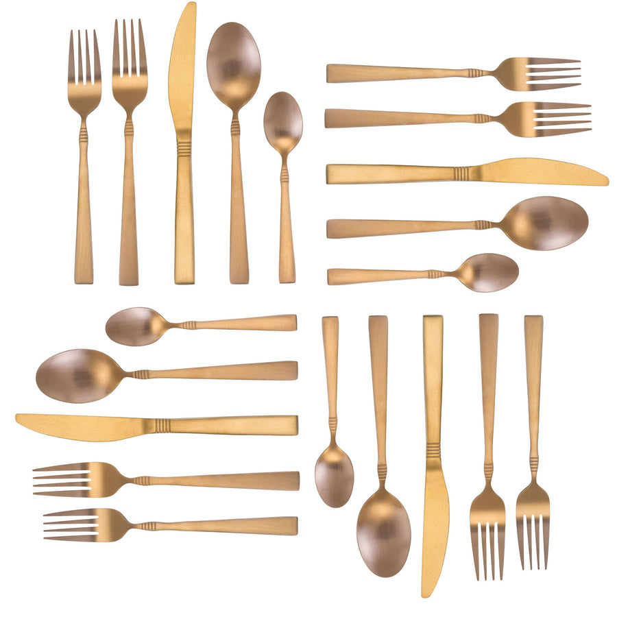 MegaChef Cravat 20 Piece Flatware Set, Matte Rose, Service for 4