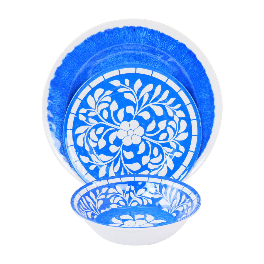 Elama Elly 12 Piece Blue Melamine Dinnerware Set, Service for 4