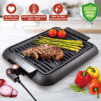 Brentwood TS-643BK 1200W Electric Smokeless Indoor Grill - Black, 12.6 x 10 Inch Ceramic Non-Stick, 200-425°F Adjustable