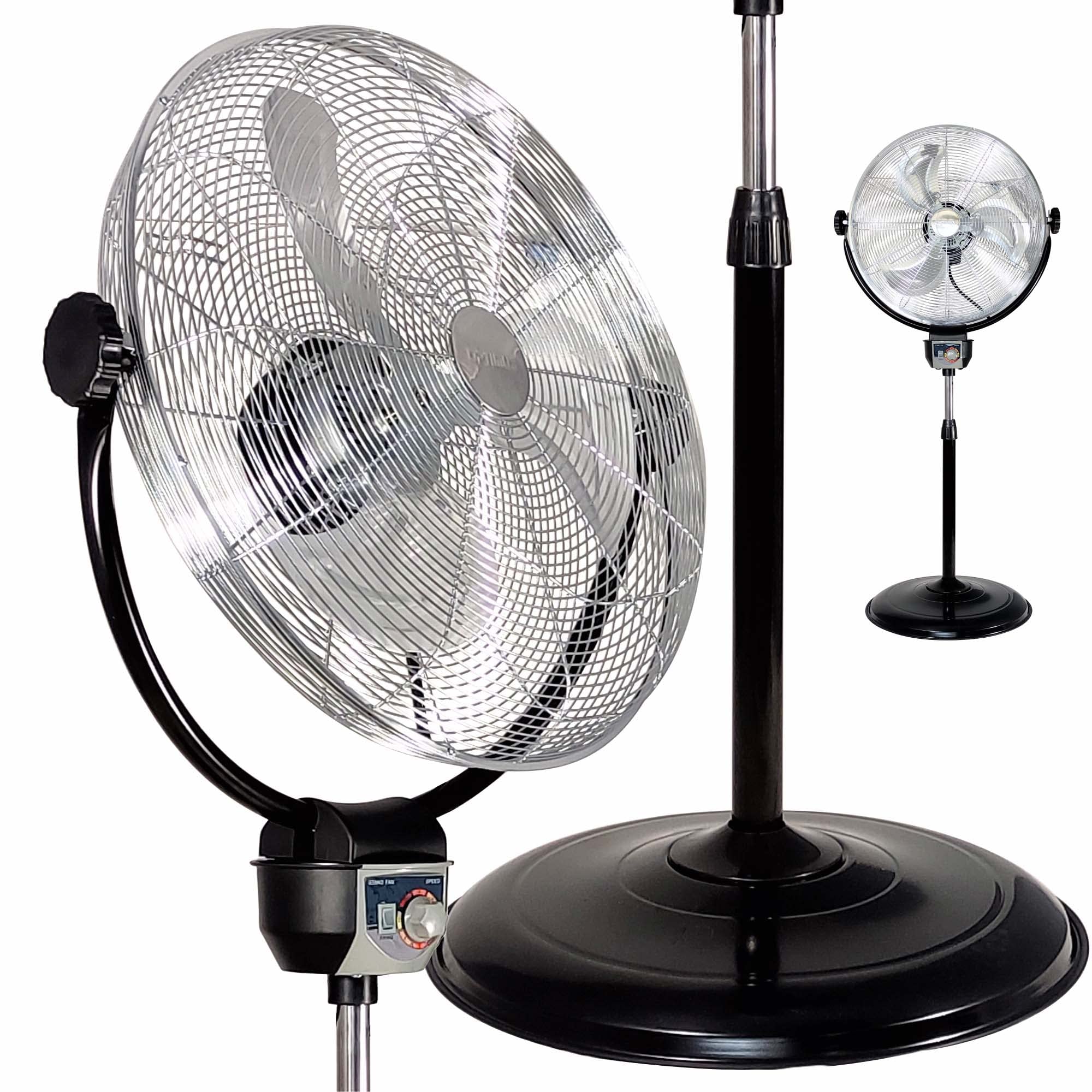 Optimus F-4205 20-Inch 3-Speed Industrial-Grade High-Velocity Oscillating Stand Fan, Chrome Grill