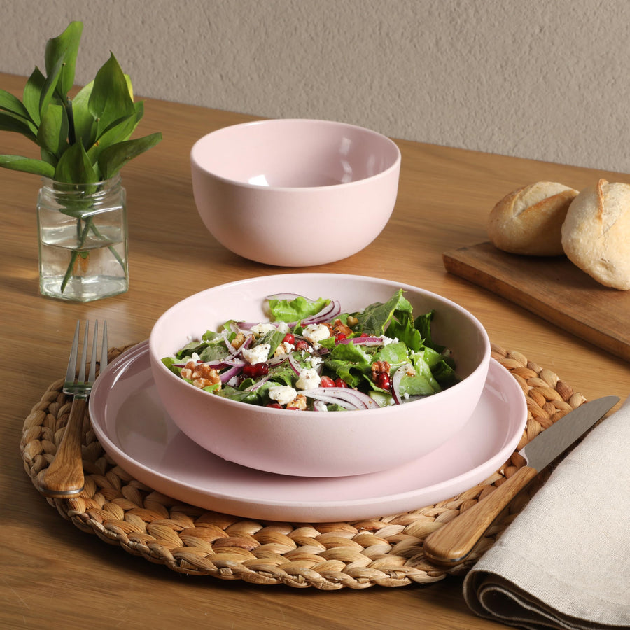Gibson Home Candy Skies 12-Piece Unbreakable Wheat Straw Melamine Dinnerware Set, Pink (Service for 4)