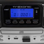Trexonic TRX-16 Retro Bluetooth Turntable & CD Player – 3-Speed Vinyl, AM/FM Radio, USB Recording, Black