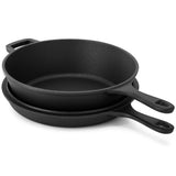 Megachef 10.5-Inch 2-in-1 Pre-Seasoned Cast Iron Skillet & Fry Pan Set