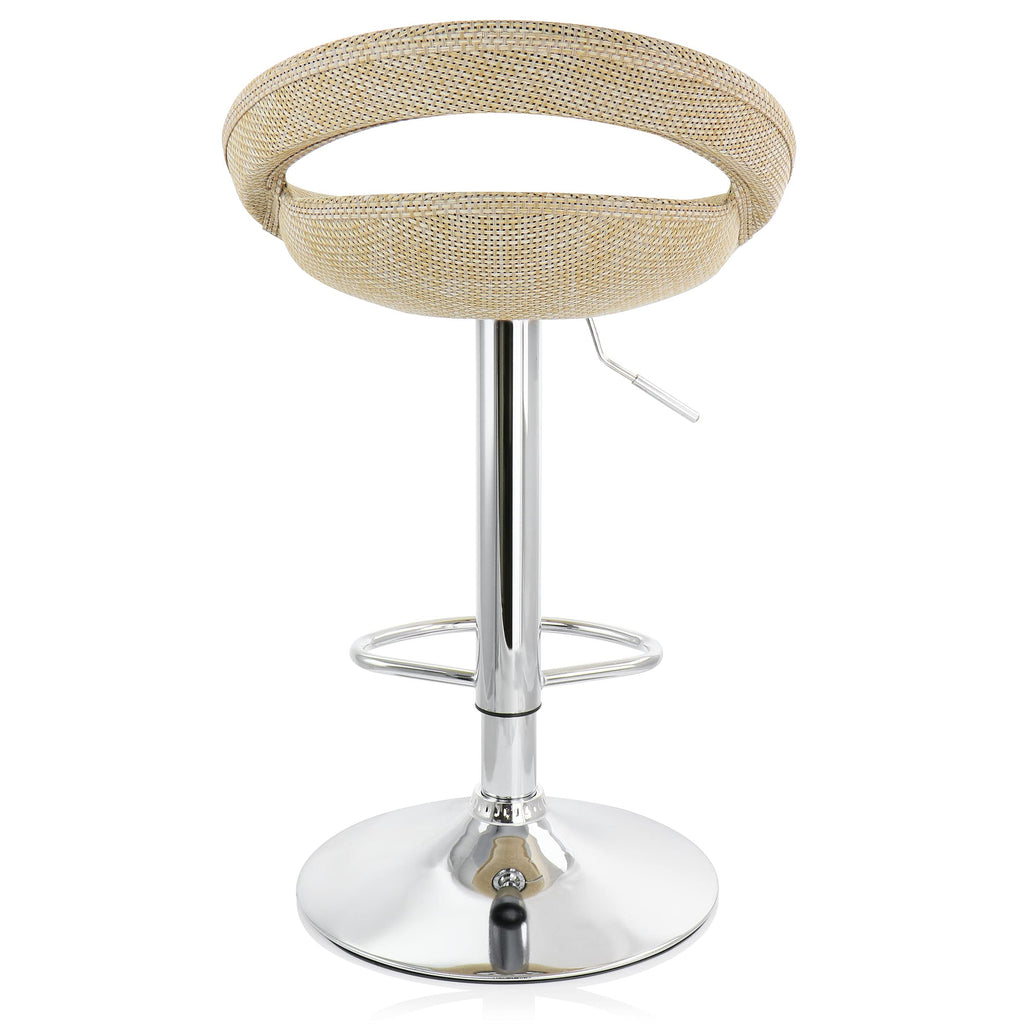 Elama Adjustable Rattan Bar Stool Set of 2 – Tan with Chrome Base (ELM-905)
