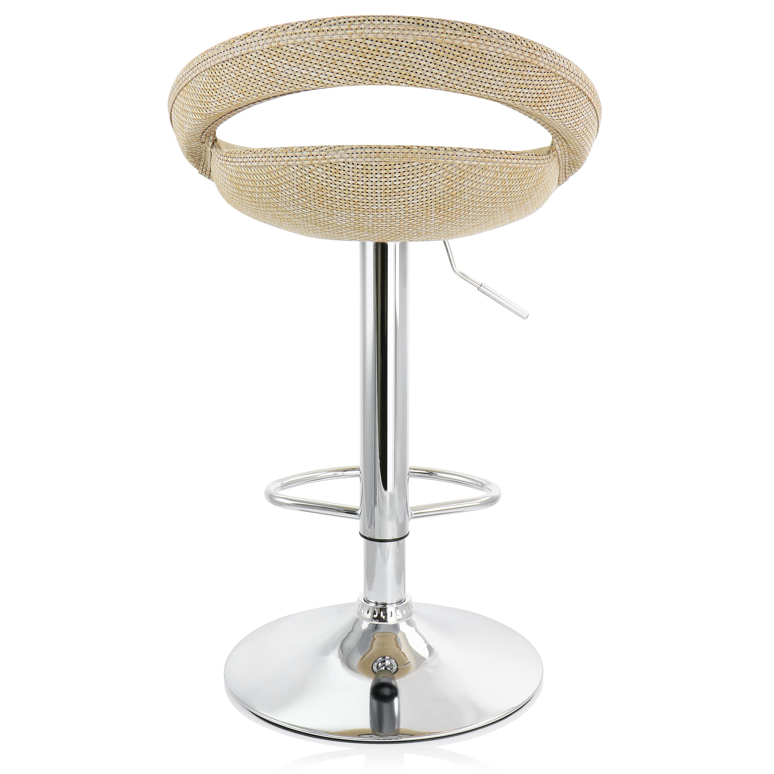 Elama Adjustable Rattan Bar Stool Set of 2 – Tan with Chrome Base (ELM-905)