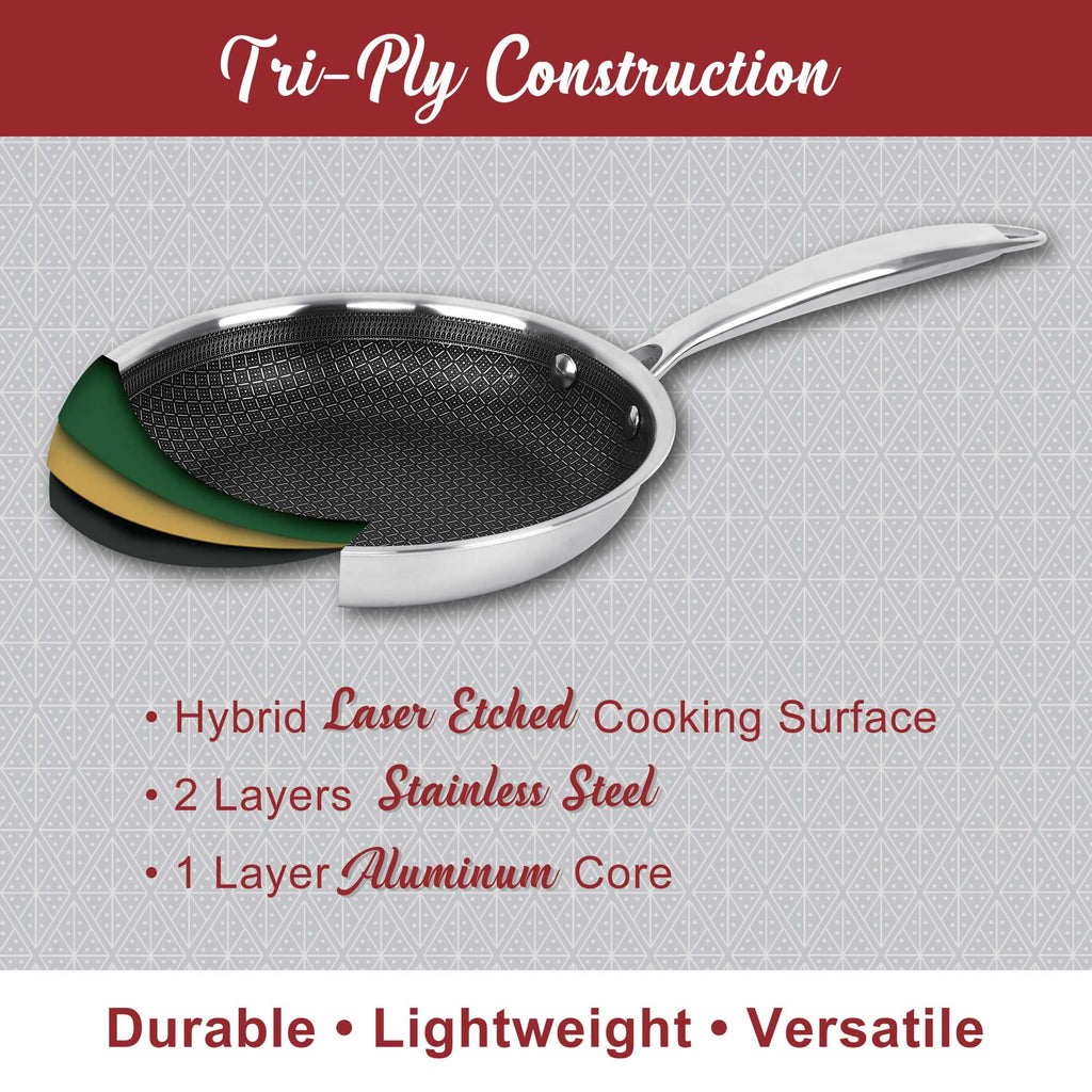 Brentwood B-DUH26L 6-Quart 3-Ply Hybrid Non-Stick Stainless Steel Dutch Oven with Glass Lid