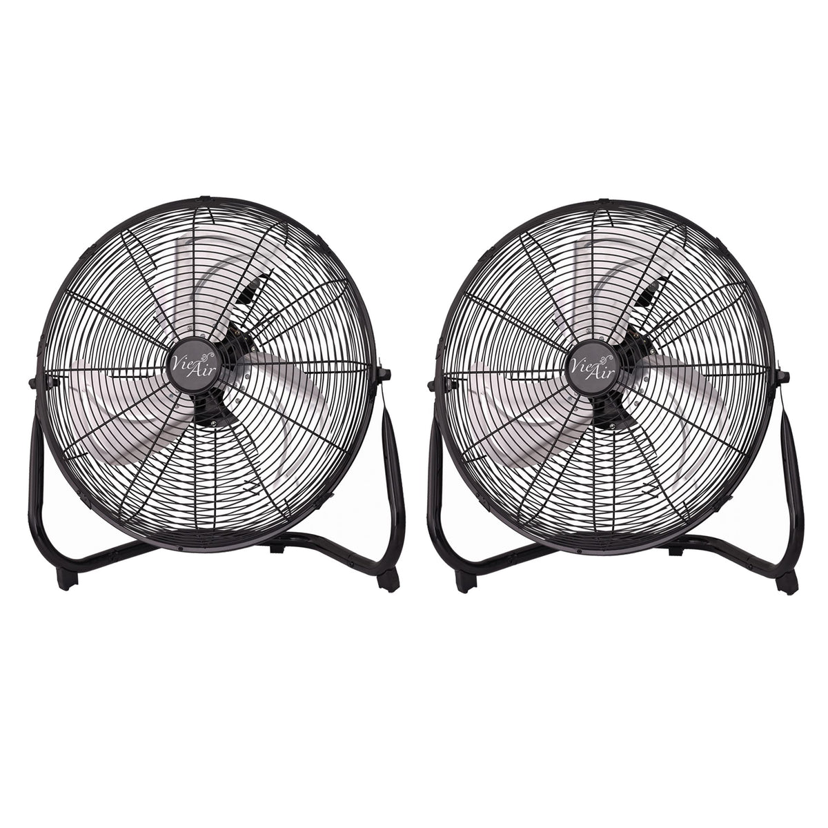 Vie Air 14 Inch Twin Pack Industrial High Velocity All-Metal Floor Fan, 3 Speeds, Black
