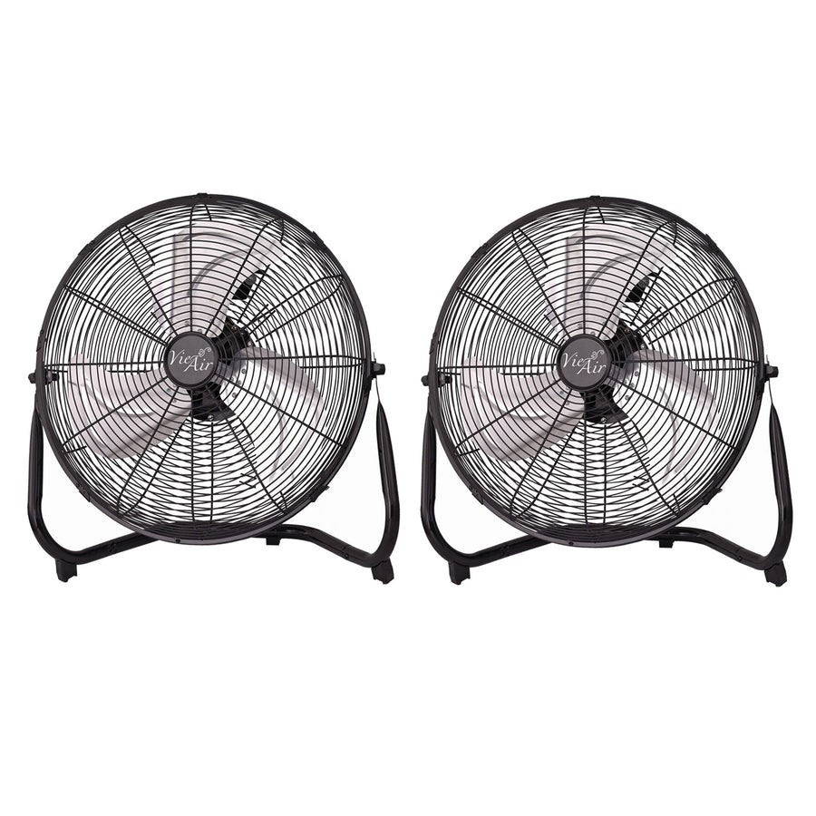 Vie Air 14 Inch Twin Pack Industrial High Velocity All-Metal Floor Fan, 3 Speeds, Black