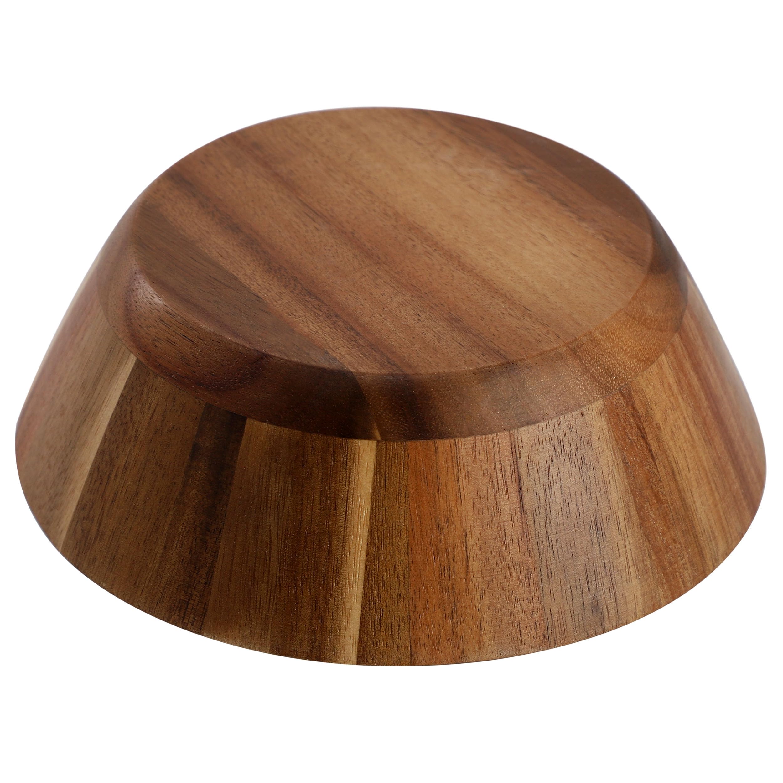 Elama 4-Piece 6.75" Acacia Wood Salad Bowl Set – Individual Hardwood Dining Bowls (Dark Acacia)