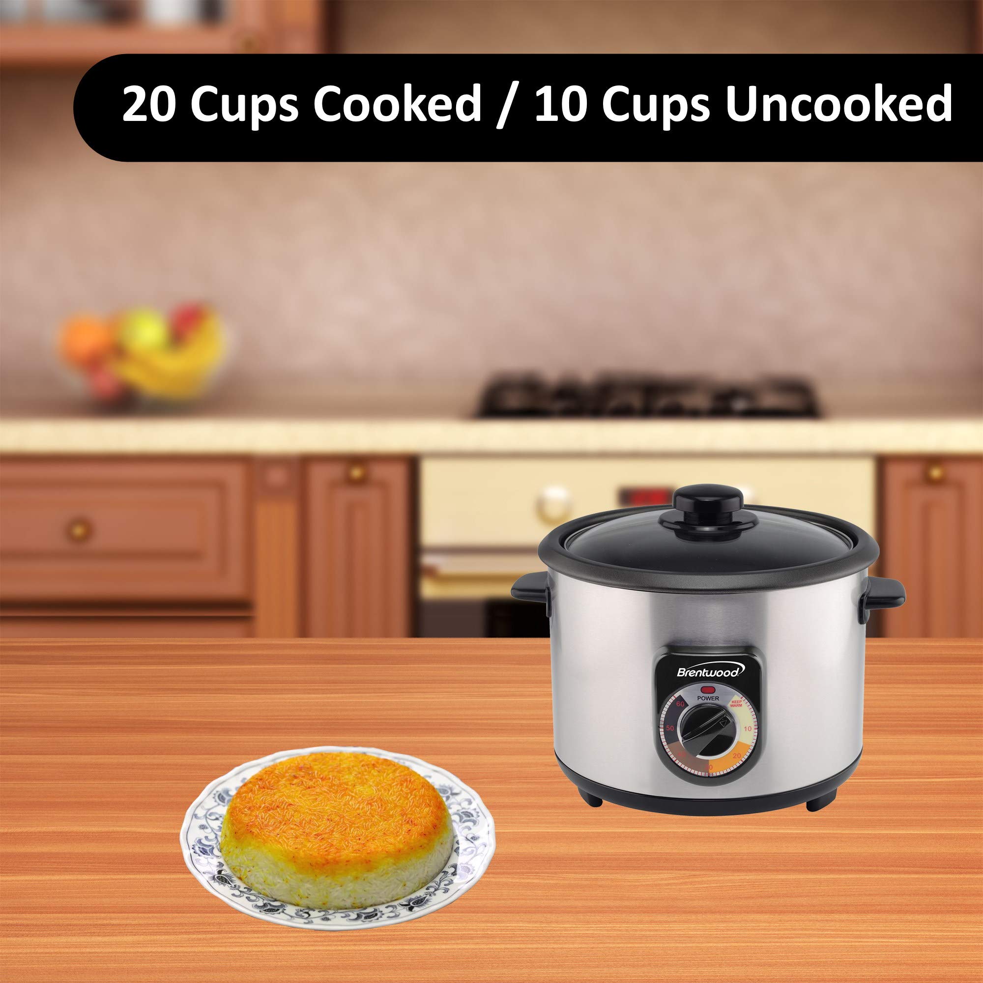 Brentwood TS-1020S 10-Cup Stainless Steel Persian Rice Cooker – Crunchy Tahdig with Timer