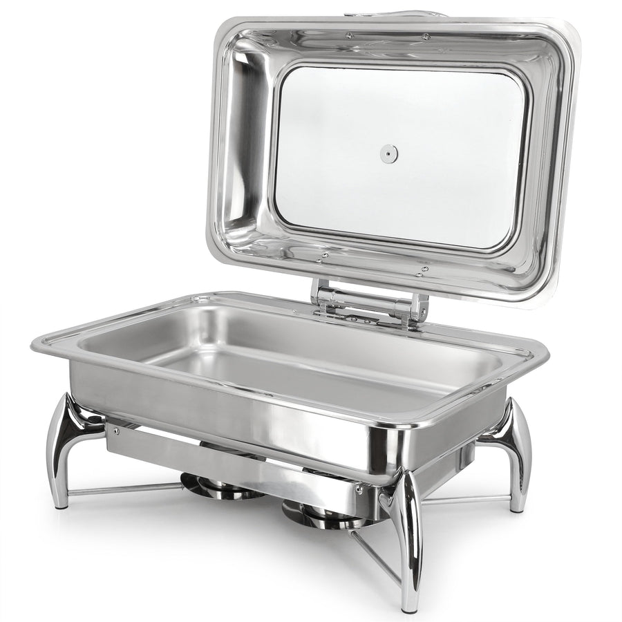 MegaChef MG-430801 9.5-Quart Rectangle Stainless Steel Chafing Dish with Hinged Lid and Window