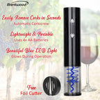 Brentwood Portable Electric Wine Bottle Opener with Foil Cutter, Black