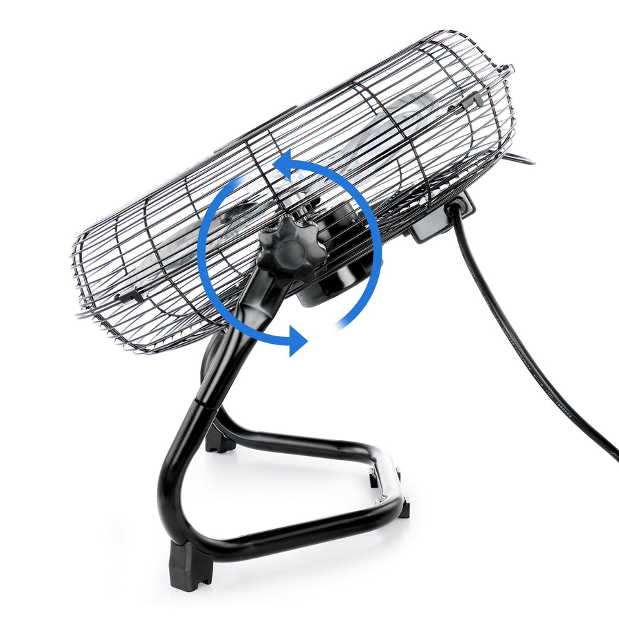Vie Air 12 Inch Twin Pack Industrial High Velocity All-Metal Floor Fan, 3 Speeds, Black