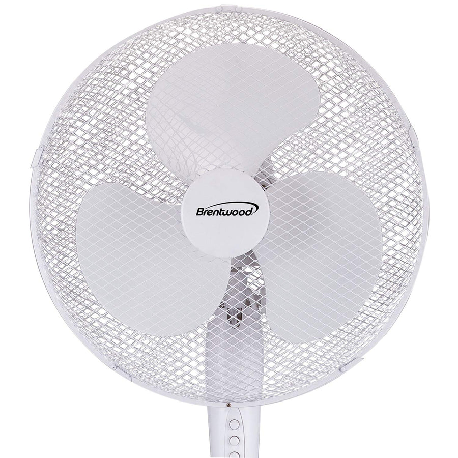 Brentwood Kool Zone F-16SMW 16 in. 3-Speed Oscillating Stand Fan, White