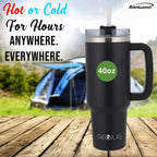 Brentwood GEOJUG 40 oz Insulated Stainless Steel Tumbler – Black with Handle, Lid & Straw