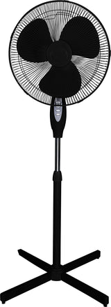 Optimus F-1650BK 16 Inch Oscillating Pedestal Stand Fan, 3-Speed, Adjustable Height, Black