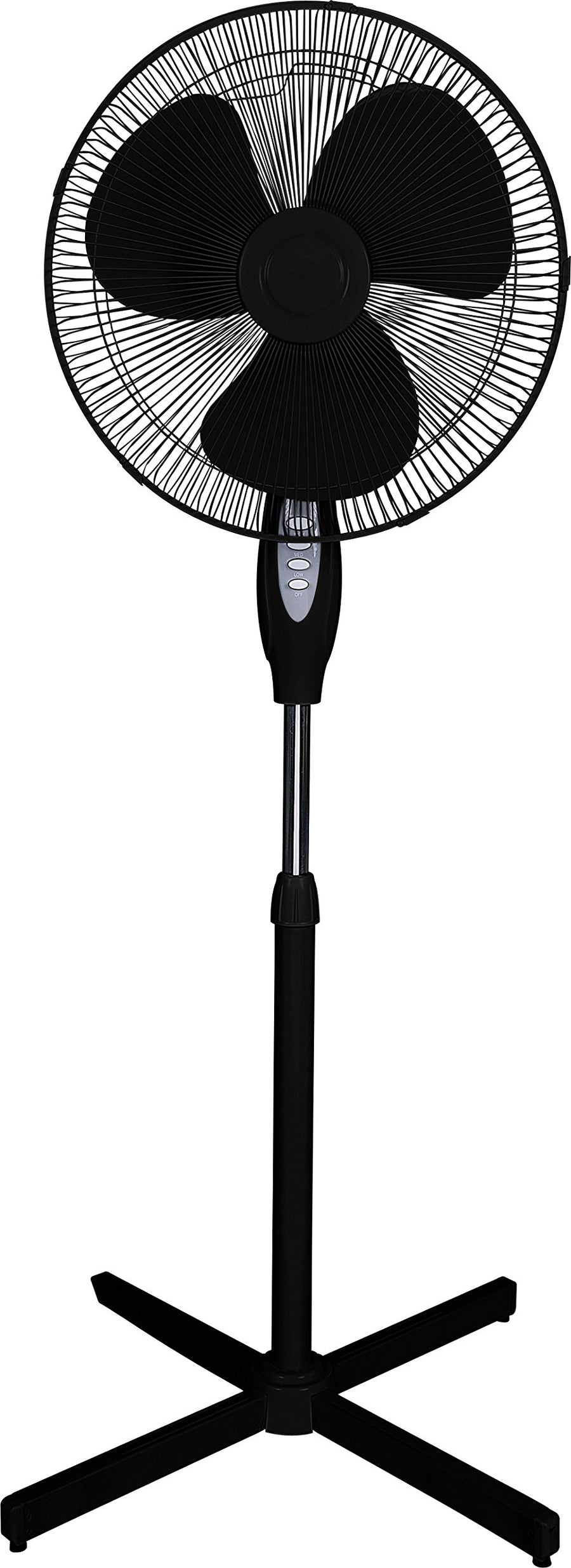 Optimus F-1650BK 16 Inch Oscillating Pedestal Stand Fan, 3-Speed, Adjustable Height, Black