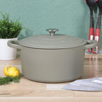 Crock-Pot Artisan 7-Quart Round Enameled Cast Iron Dutch Oven with Lid – Matte Green