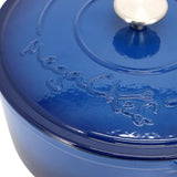 MegaChef Enameled Cast Iron Dutch Oven with Self-Basting Lid, 6.35 Qt Round, 11 Inch, Dark Blue