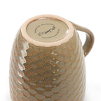 Elama Honeycomb 6-Piece 15 oz Stoneware Mug Set - Assorted White, Purple & Taupe with Embossed Honeycomb Texture