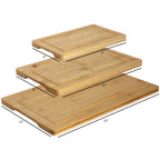 Elama 3-Piece Bamboo Wood Cutting Board Set – 9", 12" & 15" Charcuterie & Serving Trays