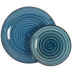 Elama Gia 24 Piece Stoneware Dinnerware Set (Dark Blue)