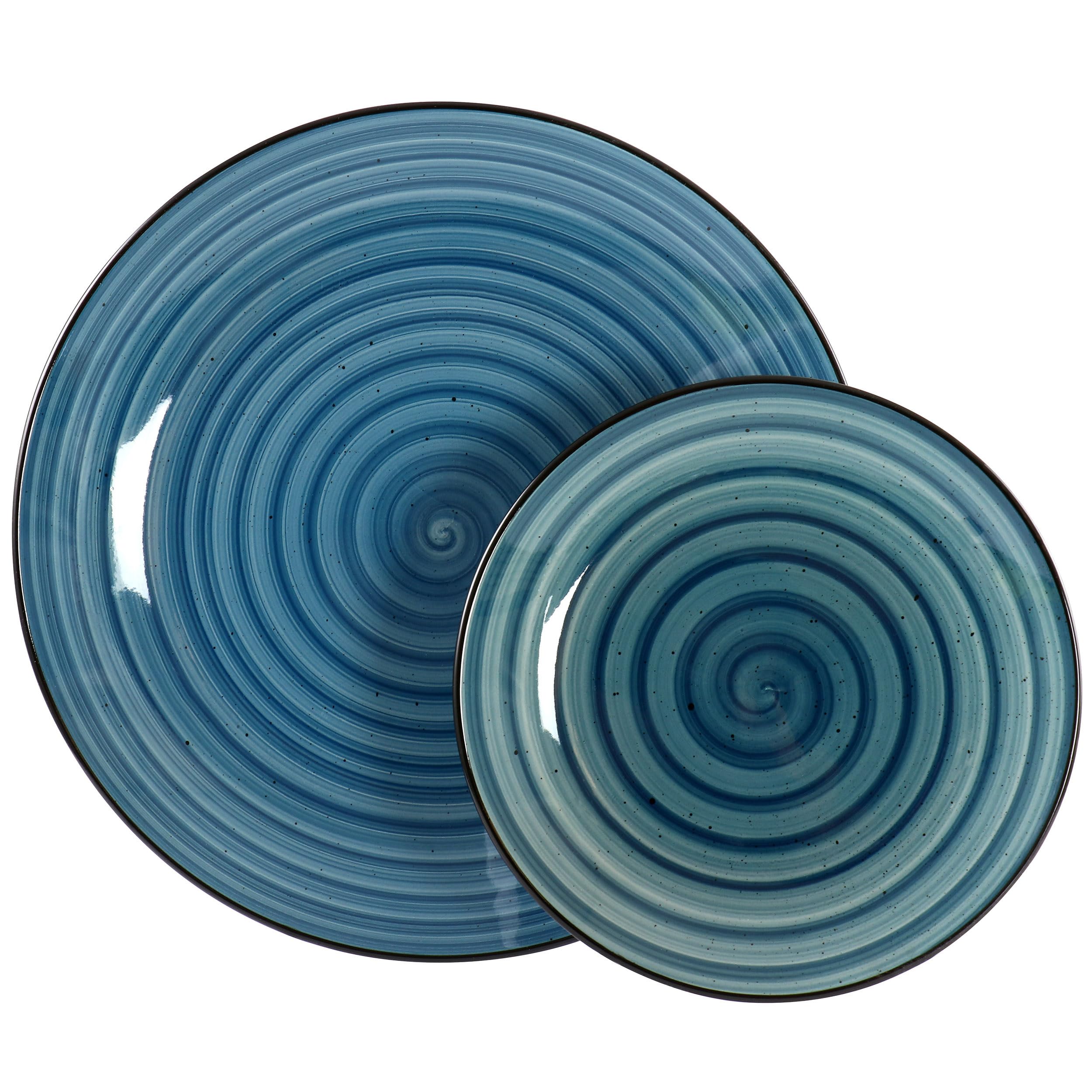 Elama Gia 24 Piece Stoneware Dinnerware Set (Dark Blue)