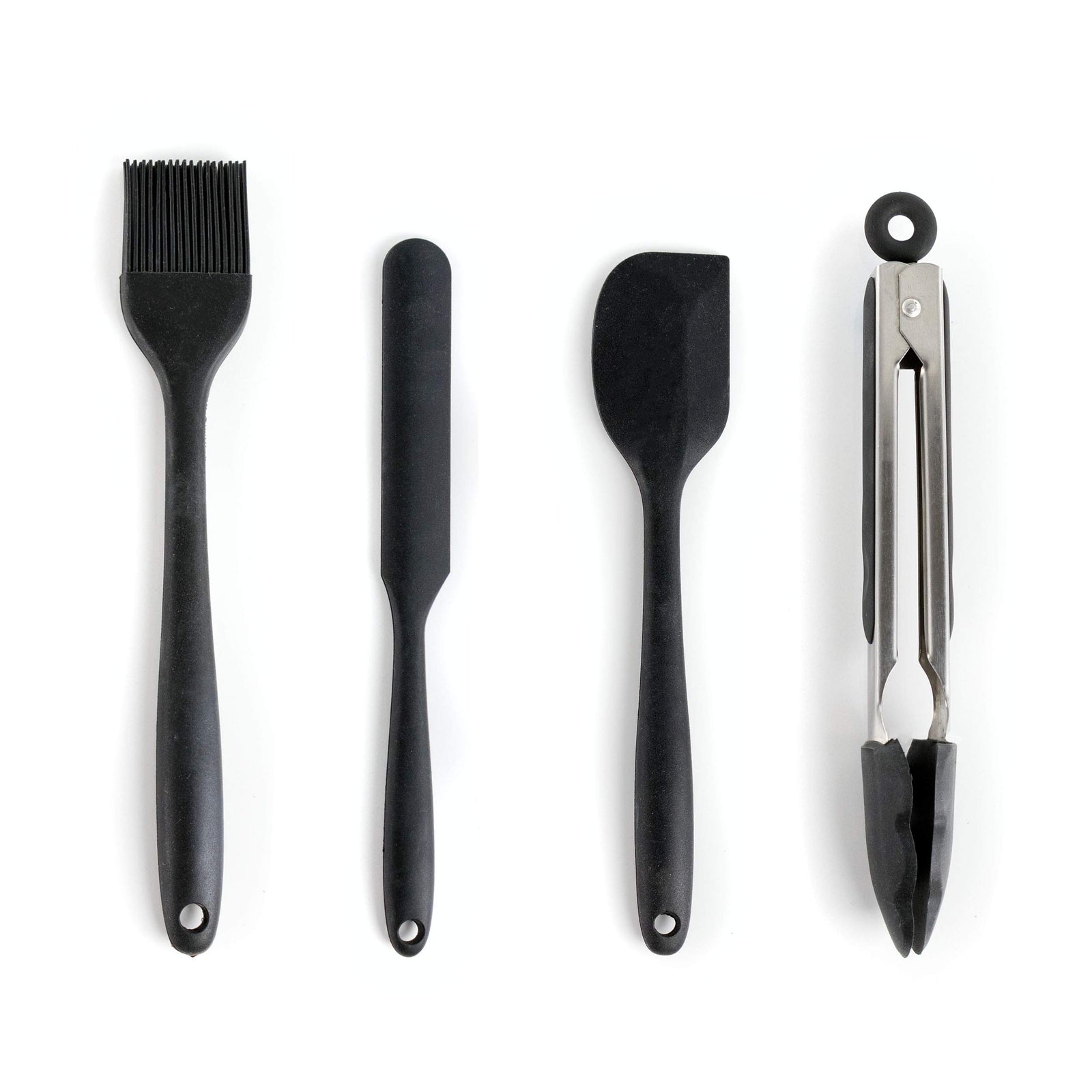 MegaChef 14-Piece Silicone and Stainless Steel Kitchen Utensil Set, Gray (13 Tools + Storage Canister)