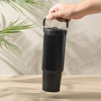 Gibson Home Marina 29 oz Stainless Steel Insulated Tumbler with Handle and Straw, Black