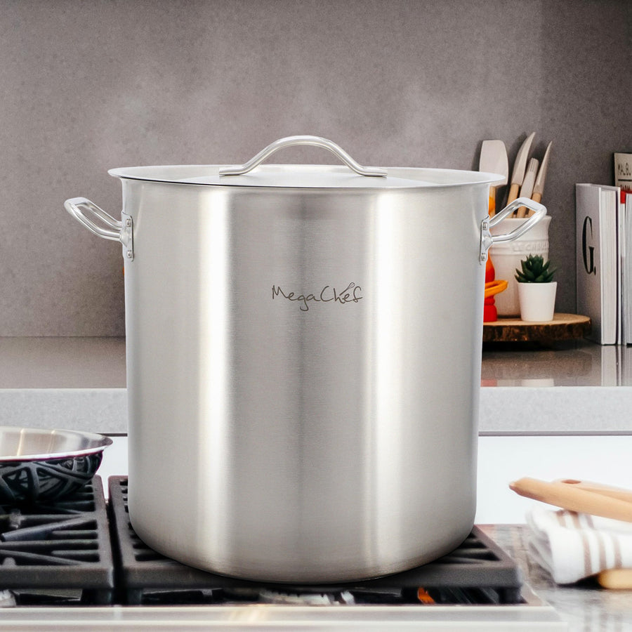 MegaChef MG-200707 52.8-Quart Stainless Steel Stock Pot with Lid