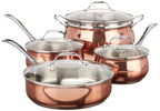 Oster Carabello 9-Piece Stainless Steel Cookware Set - Copper Finish, Induction Ready with Tempered Glass Lids